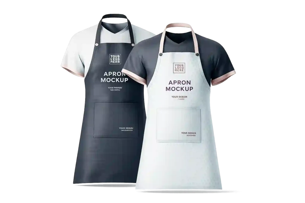 Customized aprons with logo and branding.