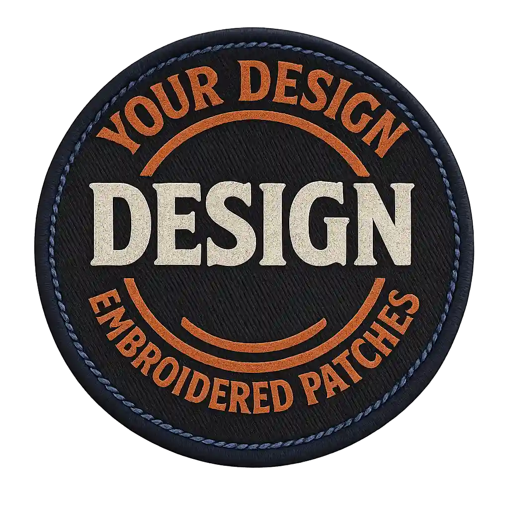 Custom embroidered patch with bold stitched logo design.