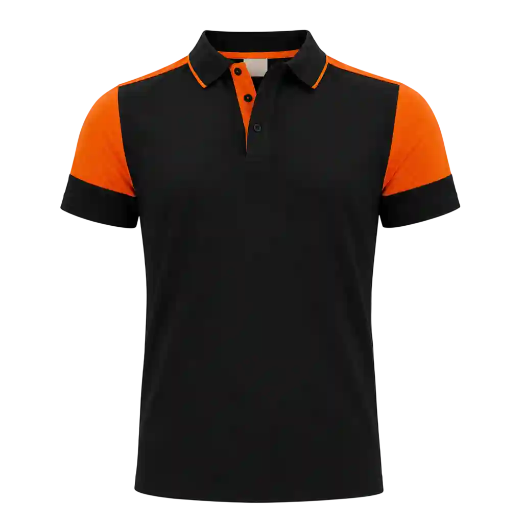 Black orange workwear polo shirt.