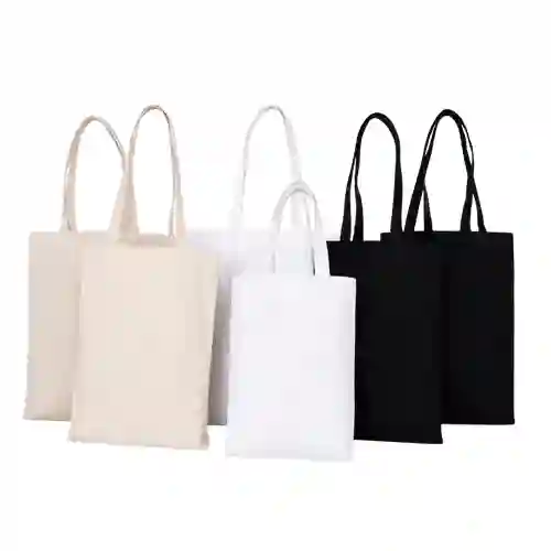 Reusable cotton tote bags available with custom logo printing.