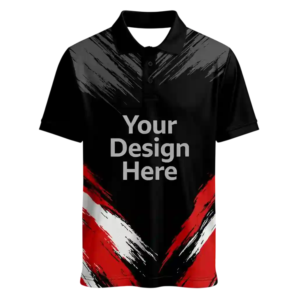 Custom printed polo shirt with personalised design.
