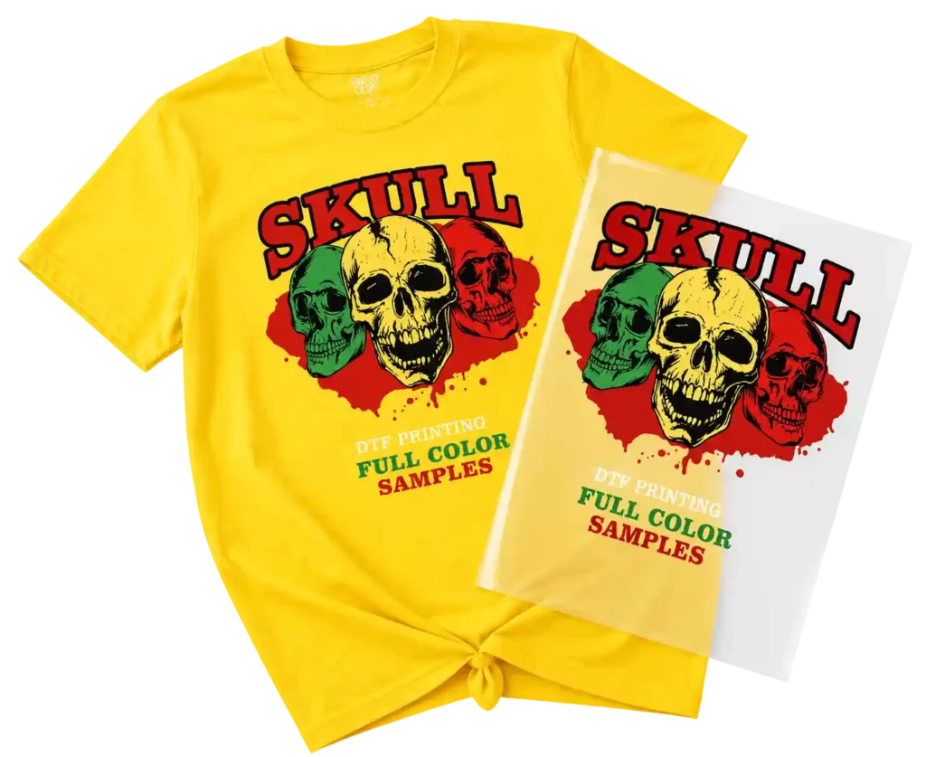 Custom apparel printed with vibrant DTF transfer technology.