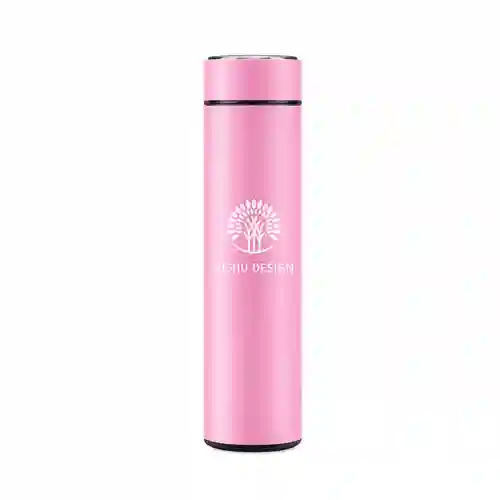 Premium stainless steel water bottle with custom logo printing.
