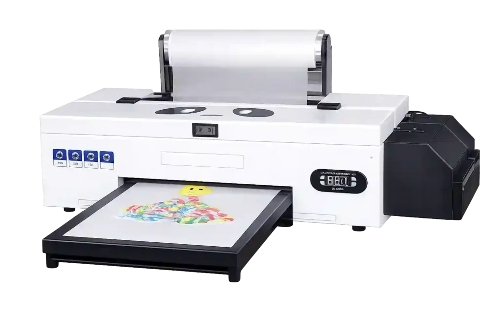 Professional DTF printer machine used for high-quality DTF film printing service in Jeddah with vibrant transfer printing.