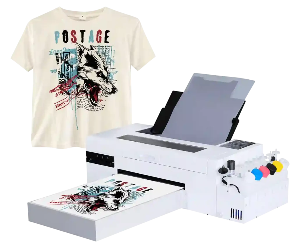 DTF T-shirt printing machine for custom polo shirt printing in Riyadh.