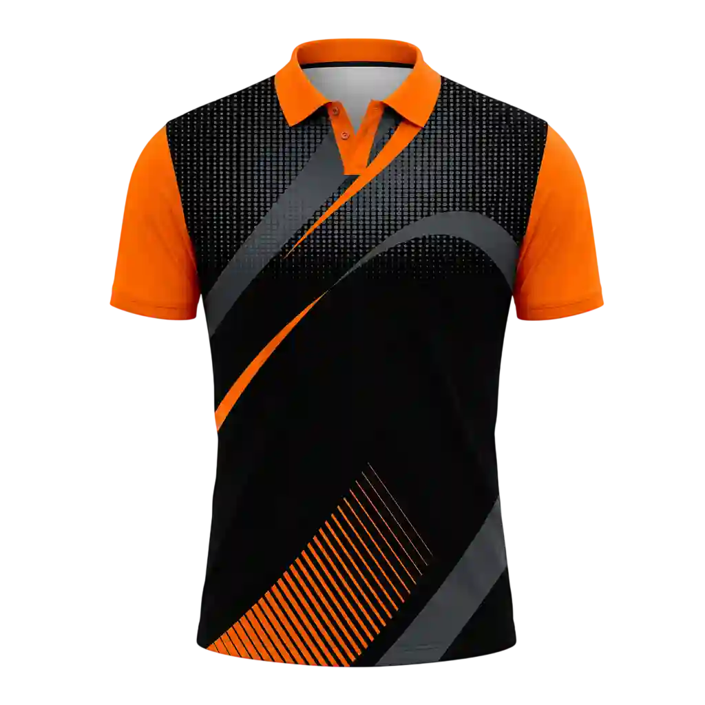 Graphic printed polo shirt for promotional events.