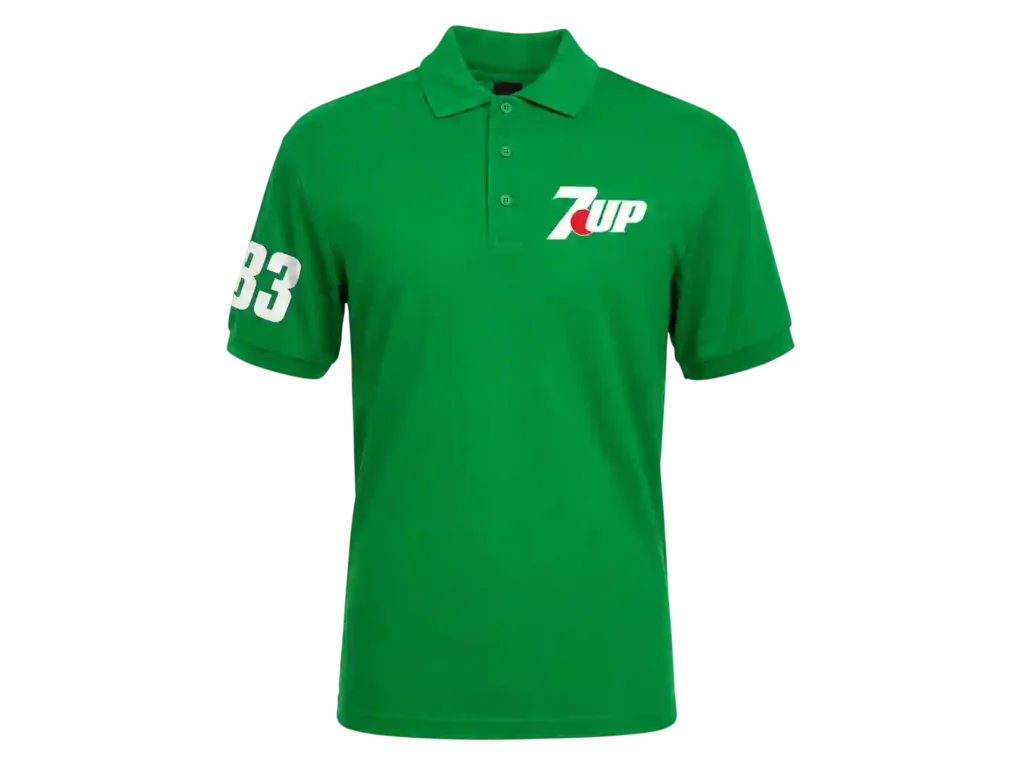 Green embroidered staff polo from polo T-shirts suppliers in Riyadh.