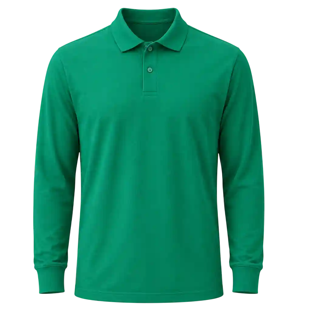 Green long sleeve polo shirt.