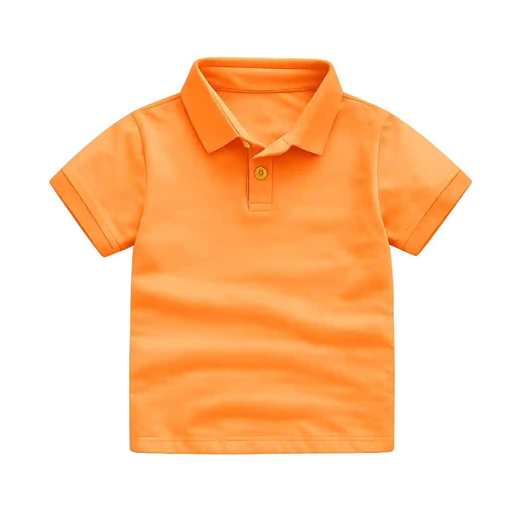 Premium orange polo T-shirt with custom logo printing.