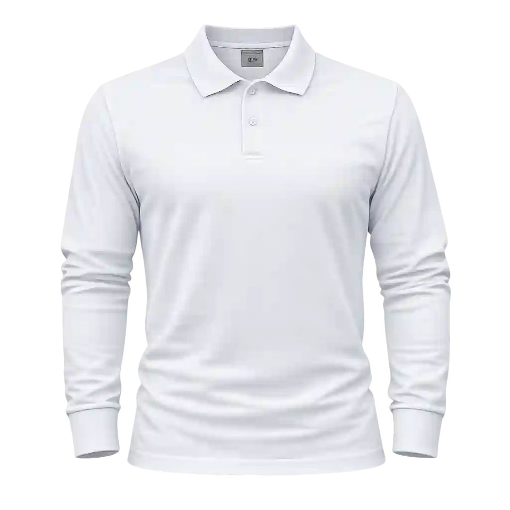White long sleeve polo shirt for business uniforms.