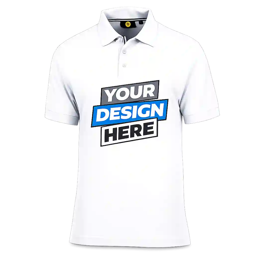 Custom printed polo shirt for uniform printing services in KSA.