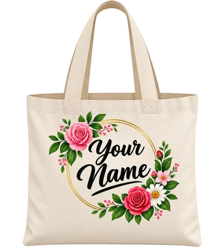 Floral personalized tote bag for Custom Handbags in Saudi Arabia.