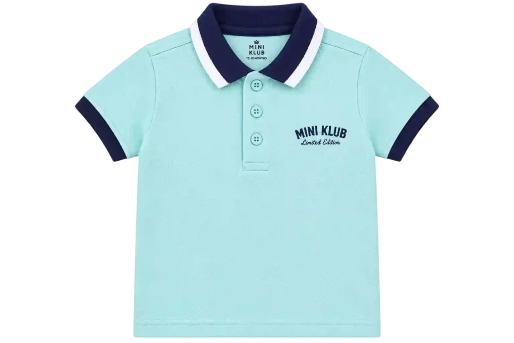 Light blue kids polo shirt for comfortable everyday wear.