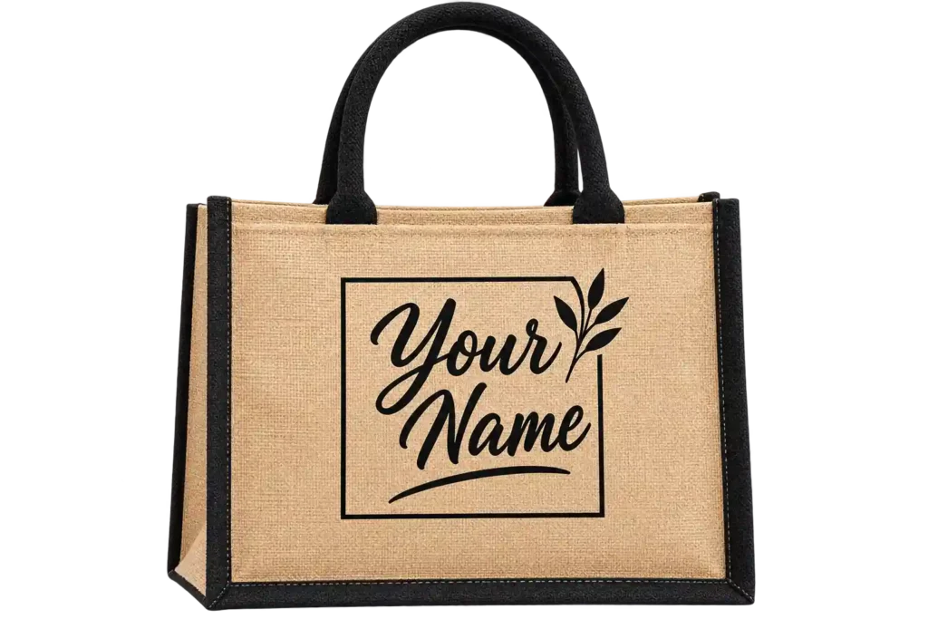 Kraft style tote bag with custom printed logo.