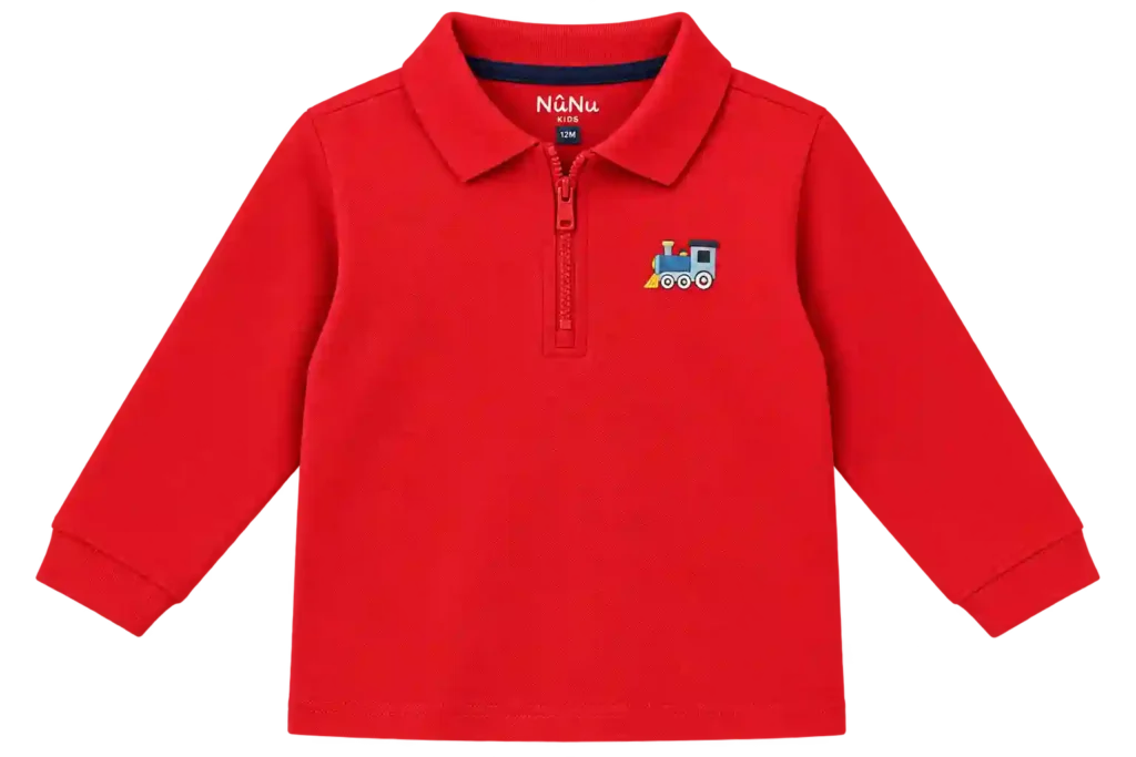Red long sleeve kids polo in Saudi Arabia.