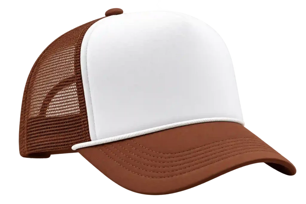 White and brown two tone custom cap.
