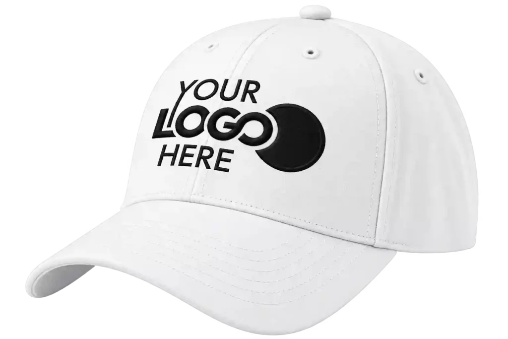 White custom logo cap for Cap printing in Riyadh.