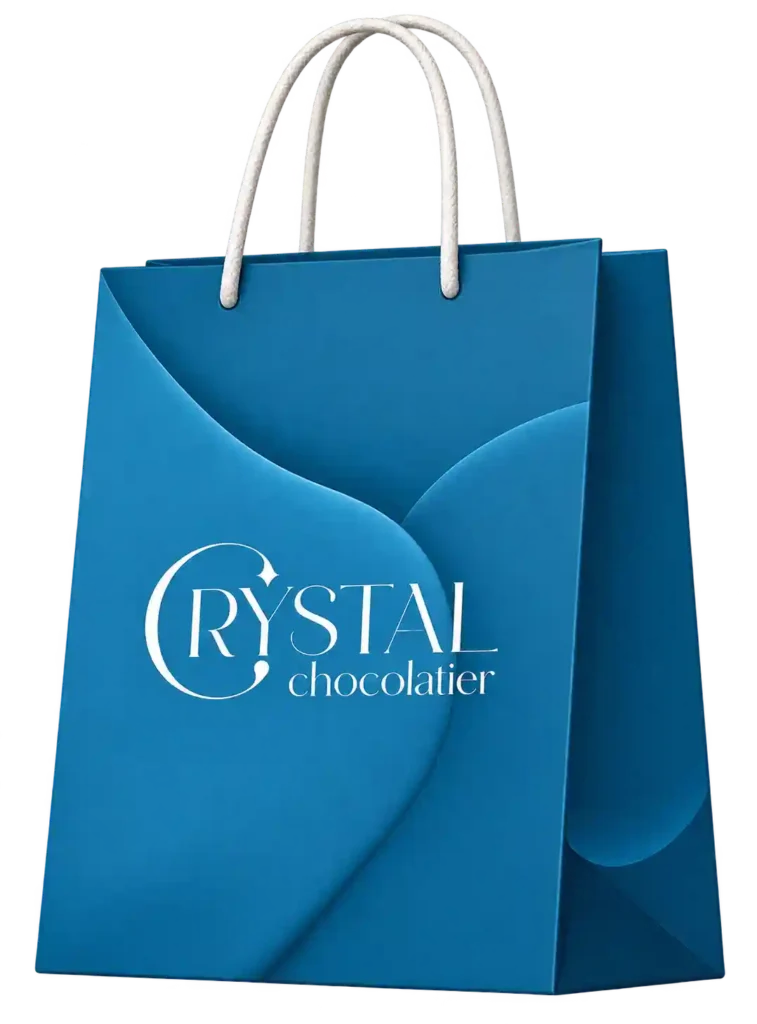 Blue branded paper shopping bag from Handbag Printing Services in Riyadh.