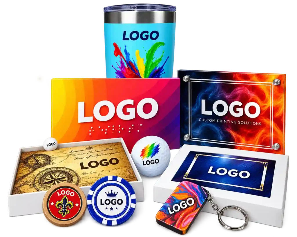 Custom branded promotional products with UV Printing Services in Riyadh.