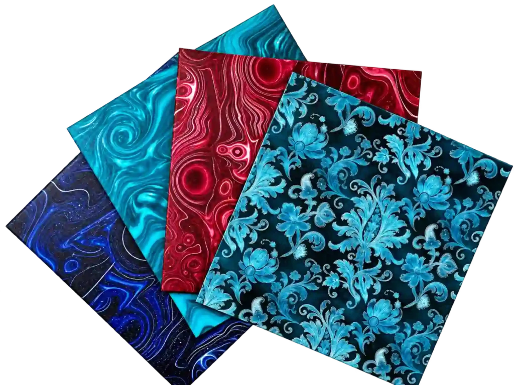 Colorful custom printed pattern sheets.