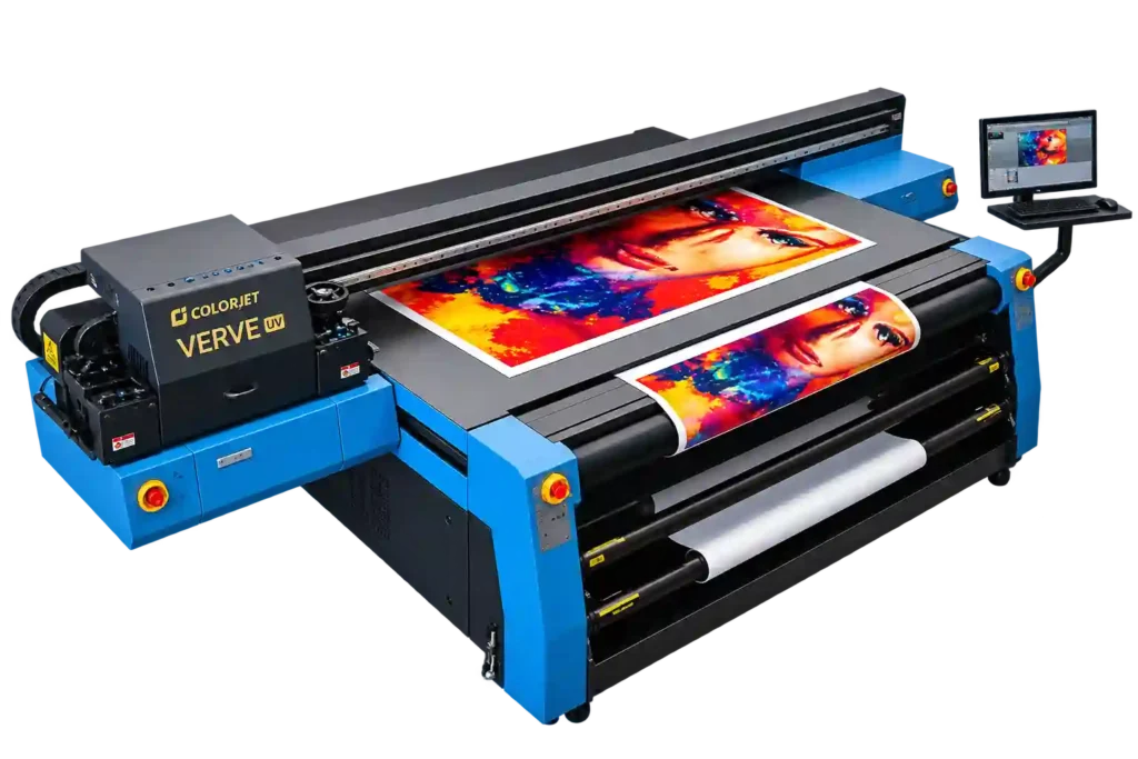 UV Printing Services in Riyadh with large format printing machine.