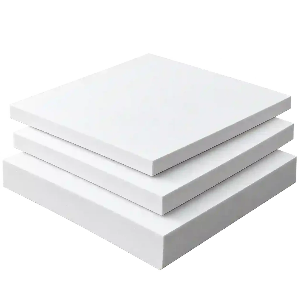 Stack of white rigid printing boards.